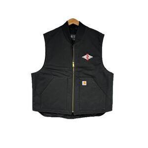 Carhartt Vest Mens 2XL Relaxed 0V0001-M Quilted Zip Duck Insulated Rib Collar